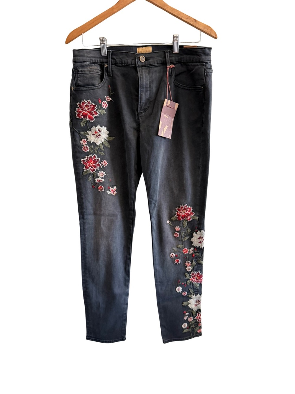 NWT Driftwood Jackie Floral Embroidered Skinny Jeans Size 31 - Picture 2 of 12